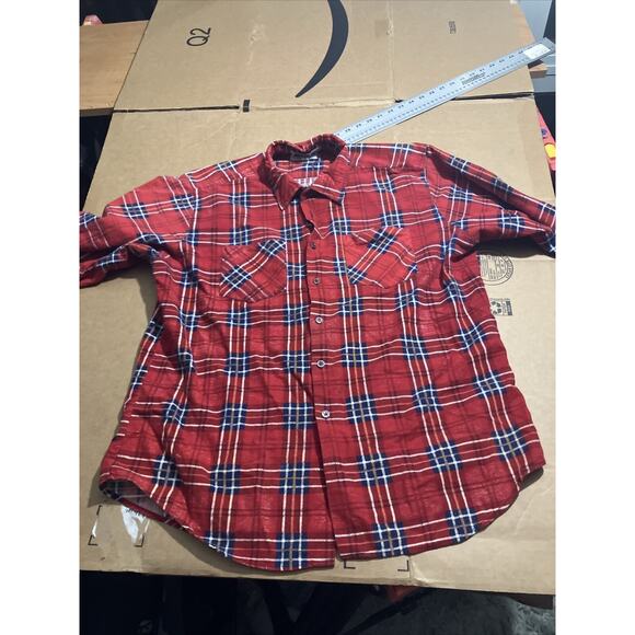 Big‎ Smith Red Plaid Flannel Shirt XL Men's, Vintage Western Country Style - Picture 1 of 15